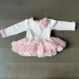 Miniclasix Pale Pink Ruffle Top with Rosette Trim